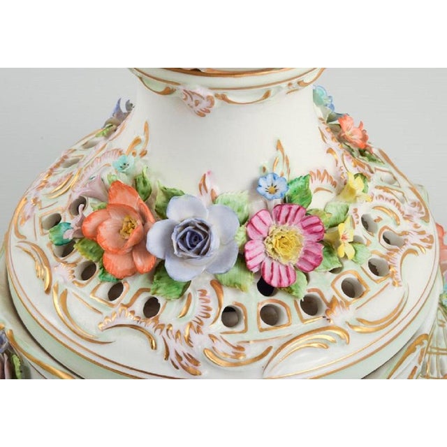 Ceramic Large Lidded Porcelain Vase on Stand, Dresden, Germany, 1920s For Sale - Image 7 of 10