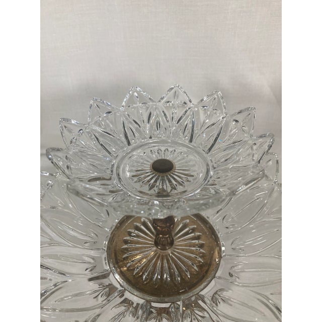 1950s Federal Glass Two-Tiered Serving Candy Dish With Brass Base For Sale In Atlanta - Image 6 of 12