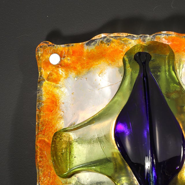 Mid-Century Hand-Blown Amber, Green & Blue Murano Glass Sconces by Mazzega For Sale - Image 14 of 18