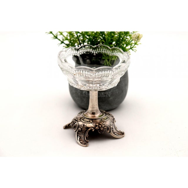 Cut Glass Candy Box with Silver Base and Floral Reliefs For Sale - Image 4 of 6