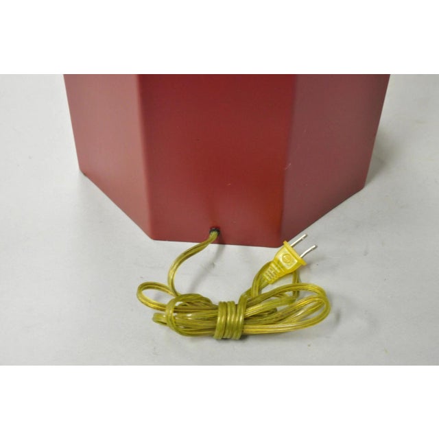 Vintage Chinoiserie Red Tole Metal Tea Canister Table Lamp by Vaughan Design LTD For Sale - Image 11 of 12