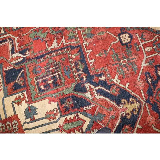 Zabihi Collection Pictorial Animal Figure Antique Persian Serapi Carpet - 11'1" x 15'1" For Sale - Image 10 of 18