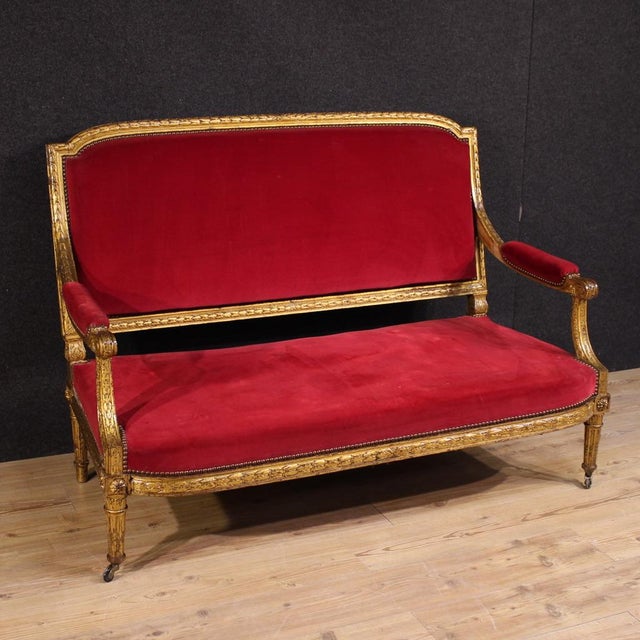 Antique French Red Velvet Sofa, 1880 For Sale - Image 13 of 13
