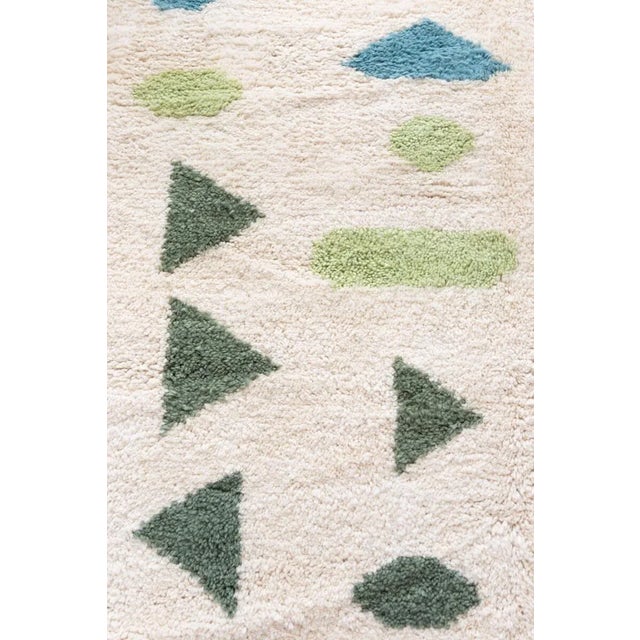 Berber Tribes of Morocco Natural White Moroccan Wool Rug With Forest Green, Olive Green, Celery, Teal and Aquamarine - 9x12 Ft For Sale - Image 4 of 9