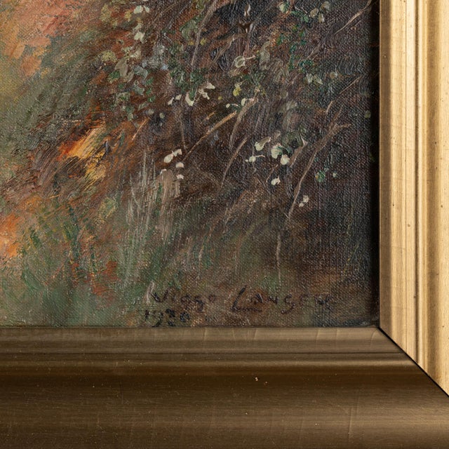 Original Oil on Canvas Landscape Painting of View in Menton, France Signed Viggo Langer 1930 For Sale - Image 9 of 10