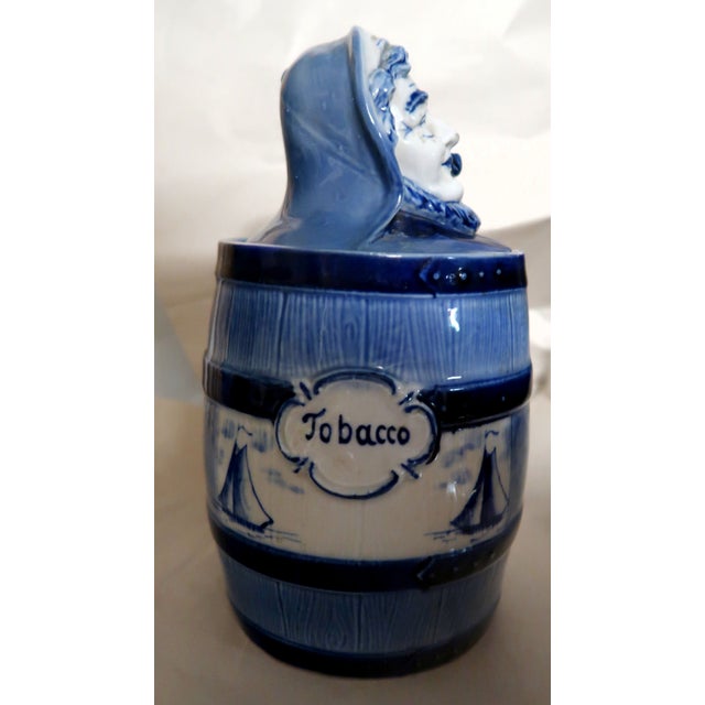 Delft Delft Vintage Porcelain Tobacco Box With Uncommon Figural Lid For Sale - Image 4 of 11