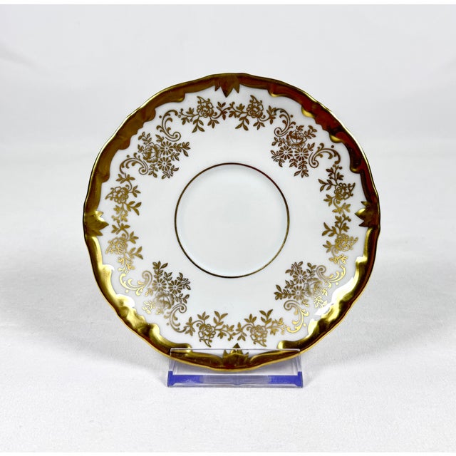Vintage Weimar Katharina Gold-Gilt Porcelain Tea Trio Set for 6, 18 Pieces For Sale - Image 6 of 7
