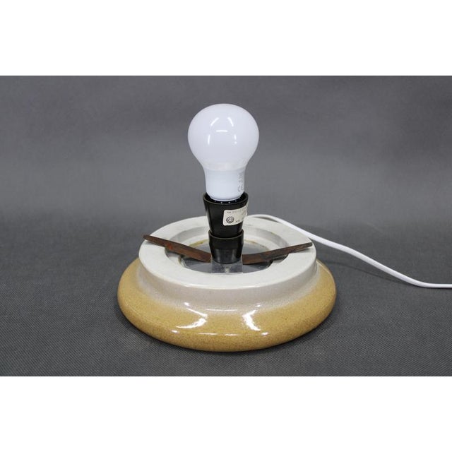 Glass Mid-Century Czechoslovak Ceramic Table Lamp with Opaline Glass, 1960s For Sale - Image 7 of 11