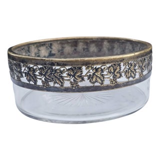 Plated Glass Bowl with Oak Leaves, 1890s For Sale
