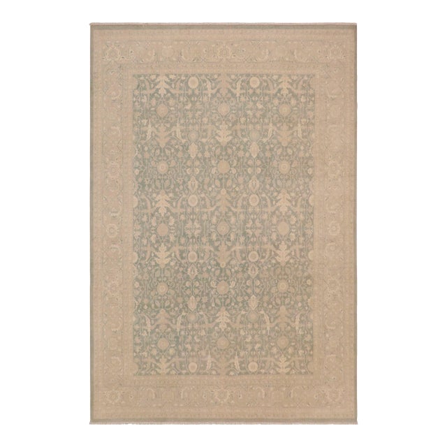 Boho Chic Green/Gray Wool Rug - 9'1'' X 12'0'' For Sale