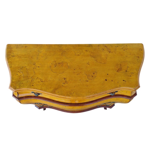 Late 20th Century Vintage Italian Rococo Style Burl Wood 3-Drawer Bombe Commode Chest For Sale - Image 5 of 13