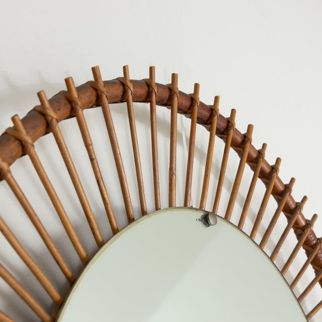 Mirror in Rattan Frame, Italy, 1950s For Sale - Image 6 of 11