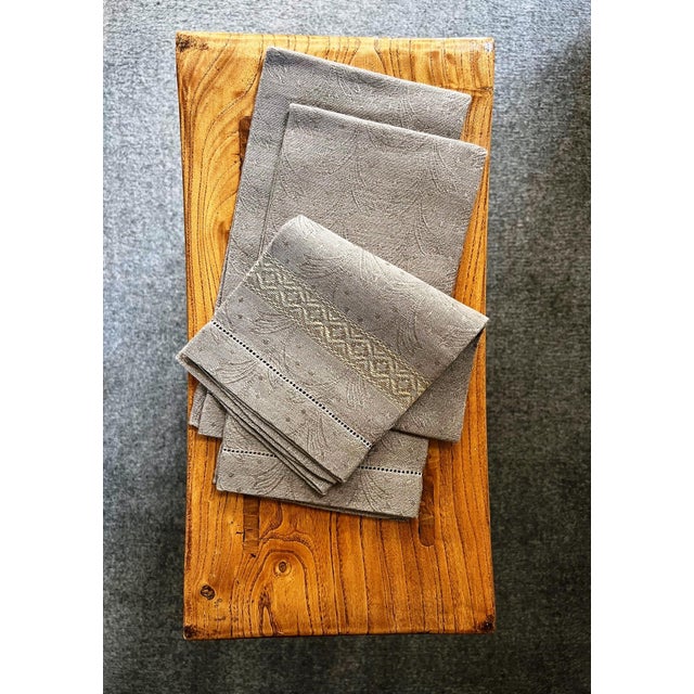 Contemporary Contemporary Italian Linen Hand Towels by Tessitura Pardi in Taupe With Gold - Set of 3 For Sale - Image 3 of 7