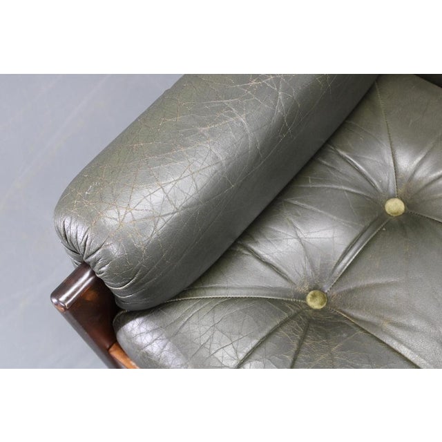 Green Mid-Century Green Leather Sofa, Czechoslovakia, 1970s For Sale - Image 8 of 18