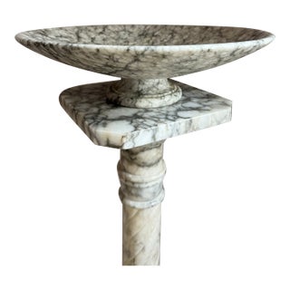 Vintage Alabaster Marble Compote Pedestal Bowl For Sale