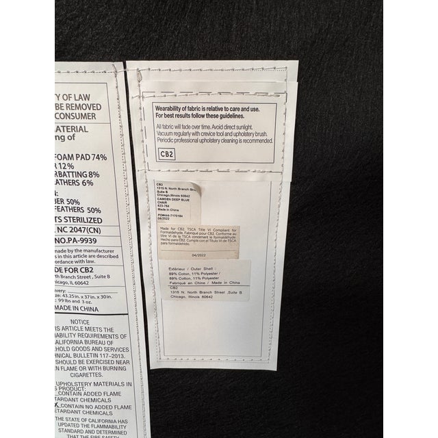 2020s Cb2 Designer Lounge Chairs (4 or 2 Pairs Available) - Navy Blue Velvet Fabric For Sale - Image 5 of 8