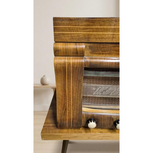 Vintage Art Deco Radio Gramophone Cabinet with Garrard R.C.72 Record Changer and Wooden Case, 1940s For Sale - Image 12 of 16