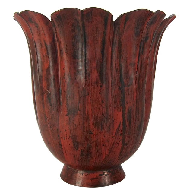 Marie Zimmermann Fluted Scarlet Floriform Vase, Circa 1915 For Sale - Image 11 of 11