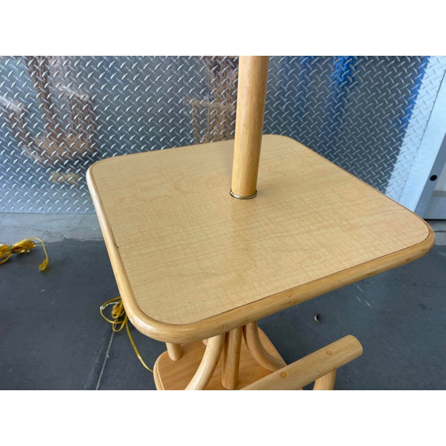 Wood Classic Rattan “06” Floor Lamps With Table, a Pair, Vintage Bamboo, Wood, Boho, Coastal For Sale - Image 7 of 11