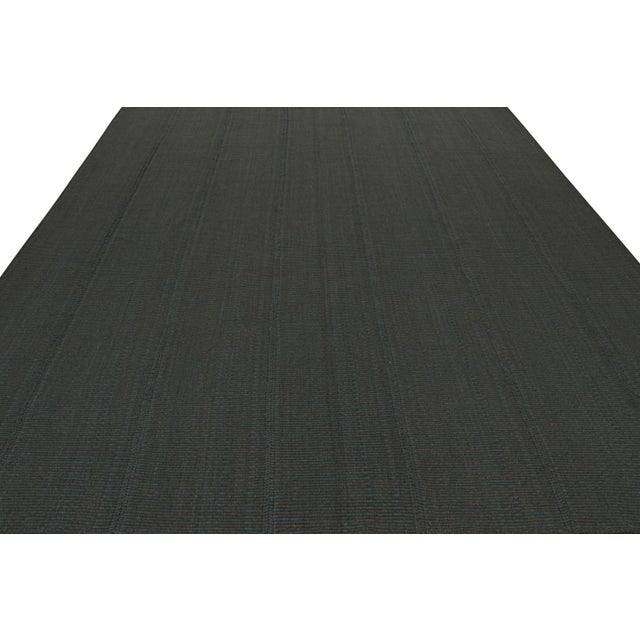 Contemporary Rug & Kilim’s Contemporary Kilim in Black, With Blue Accents For Sale - Image 3 of 7