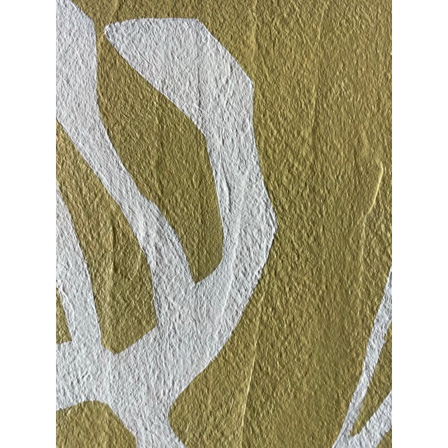 Contemporary abstract botanical painting on canvas. Framed in a gold locally made frame Unframed painting: 8" x 10" Framed...