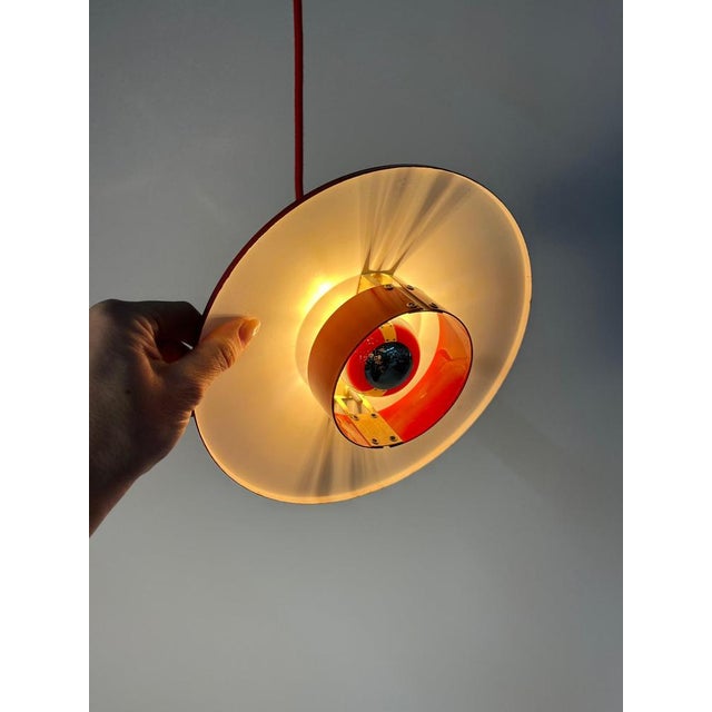 Flipper Red Louvered Lamp by Mogens Davidsen for SC Sørensen For Sale - Image 4 of 11