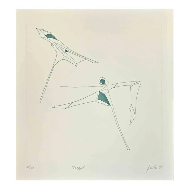 Achille Perilli, Phrases, Rappel, Etching, 1999 For Sale