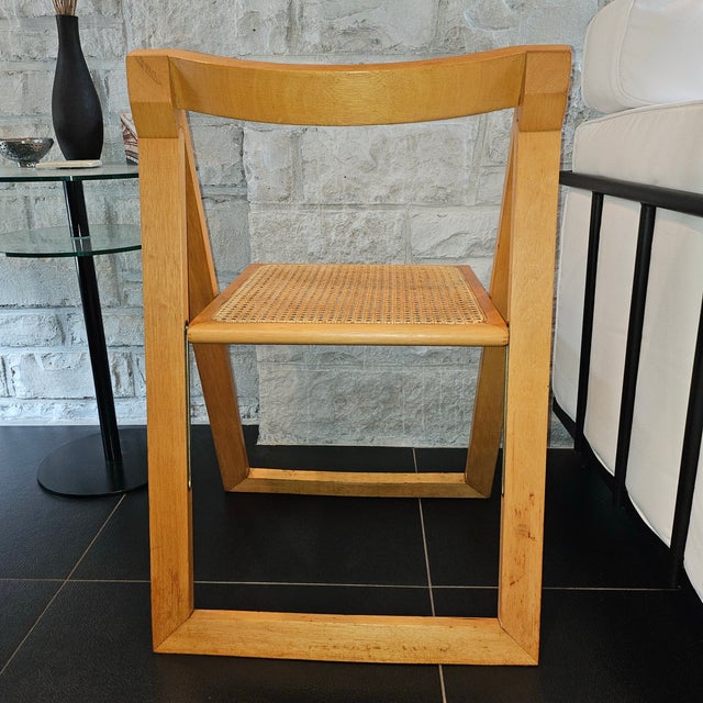 Mid-Century Modern Trieste-Style Folding Chair With Cane Seat For Sale - Image 3 of 6
