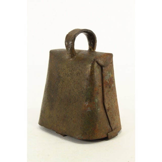 Metal Ea./Mid 1800's Primitive Wrought Iron Cow Bell W Original Clapper New England For Sale - Image 7 of 18