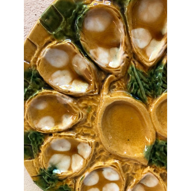 Majolica Oyster Platter signed Aetgina Vallauris Circa 1950.