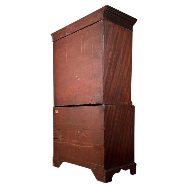 18th Century Mahogany Chest on Chest with Brass Handles For Sale - Image 10 of 11