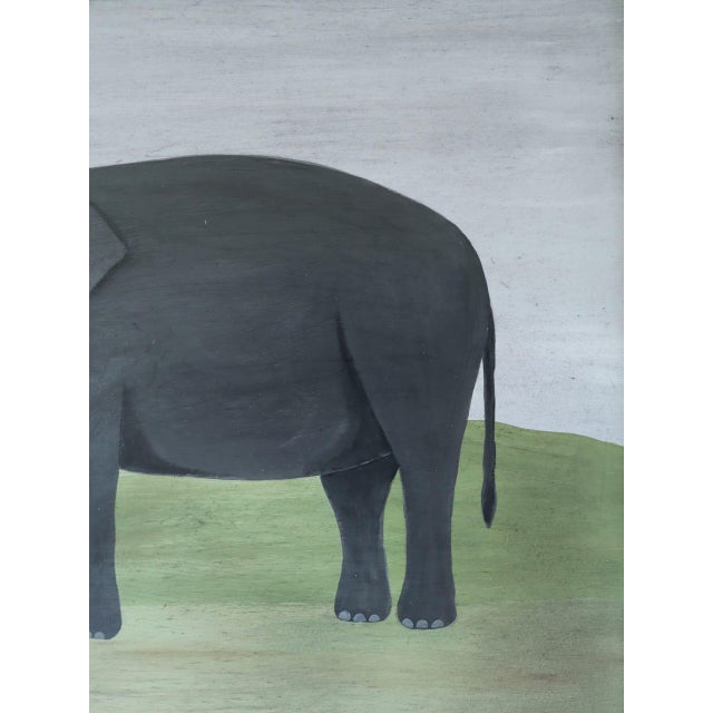 Contemporary 'Gentle Elephant' Original Naïve Style Animal Oil Painting by British Artist Matt Rix, Framed For Sale - Image 11 of 13