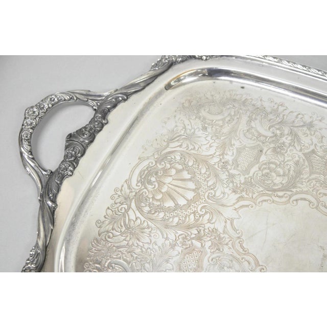 Mid 20th Century Vintage 1847 Rogers Bros Heritage 9492 Large Silver Plated Serving Platter Tray For Sale - Image 5 of 14
