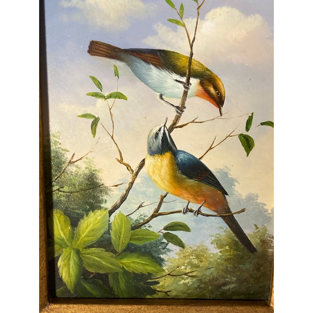 Late 19th Century Stunning Oil Painting on Panel Untitled (Two Birds on a Branch) Unsigned For Sale - Image 10 of 12