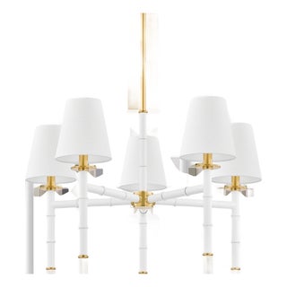 Mitzi Banyan 28 in. 5 Light Chandelier in Aged Brass and Soft White Finish For Sale