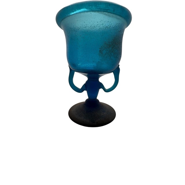 Mediterranean 1980s Murano Glass Blue Kanthanos Style Goblet For Sale - Image 3 of 8