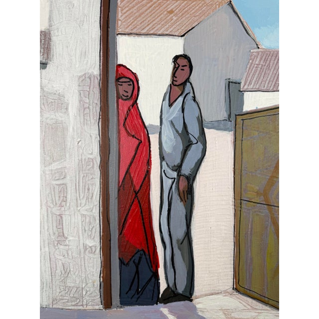 1980s 1980s Original Gilberto Almeida Egas Large Modernist Architectural Painting For Sale - Image 5 of 12