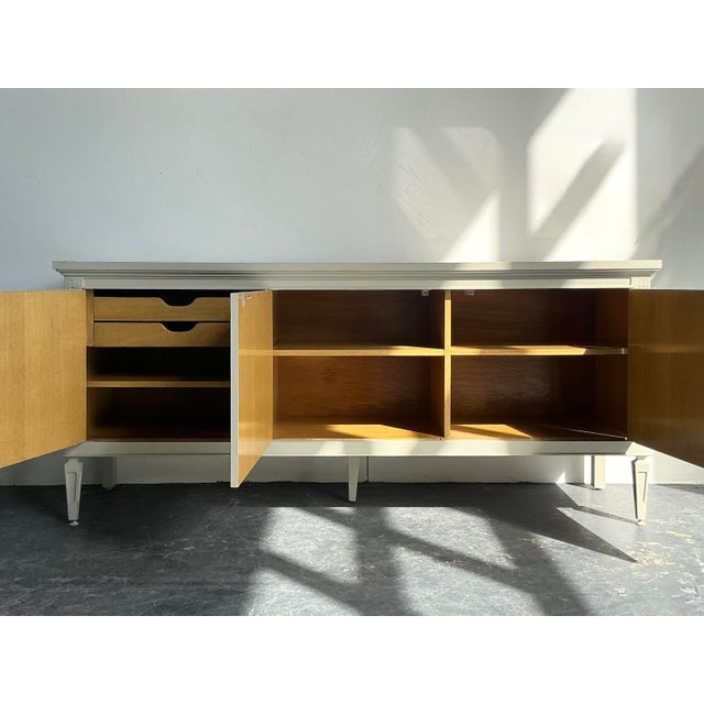 Vintage Regency Notched Millwork Marble Top Credenza For Sale - Image 4 of 12