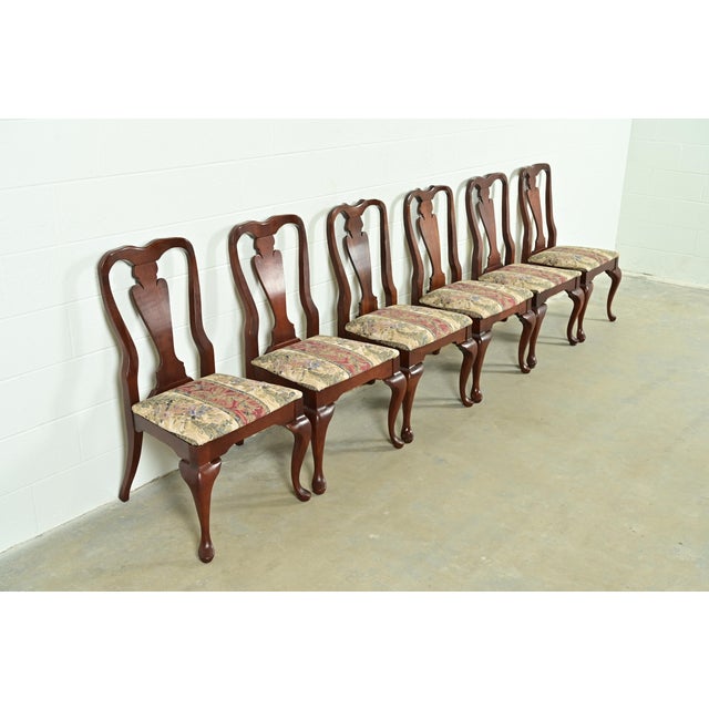 Baker Furniture Style Queen Anne Solid Cherry Wood Dining Chairs, Set of Six For Sale - Image 12 of 12