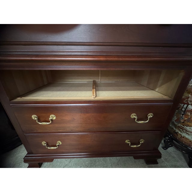 1990s Pennsylvania House Chippendale Style 2pc. Cherry Highboy 7 Drawer Chest For Sale - Image 9 of 18