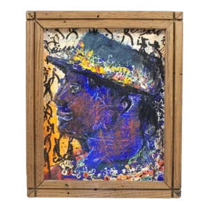 Pascal Cucaro Framed Portrait of Man With Hat Signed San Francisco