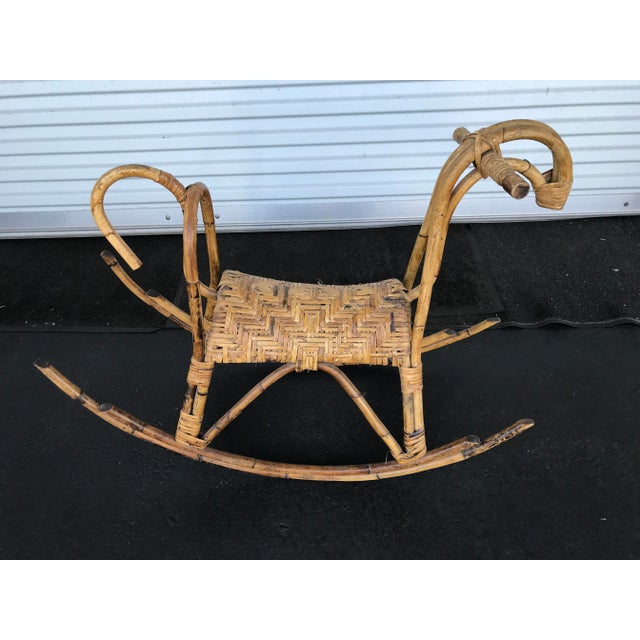 1960s Vintage Bamboo Rocking Horse For Sale - Image 5 of 7