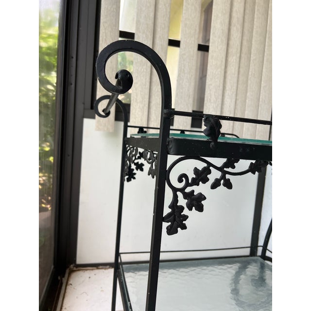 Vintage Black Wrought Iron Bar Cart, Woodard Attributed For Sale - Image 10 of 10