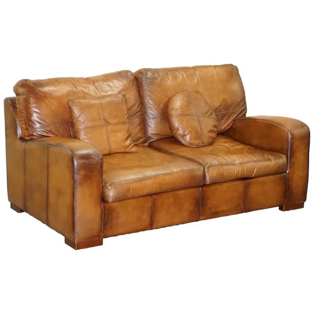 Vintage Cigar Brown Leather Sofa For Sale - Image 15 of 15