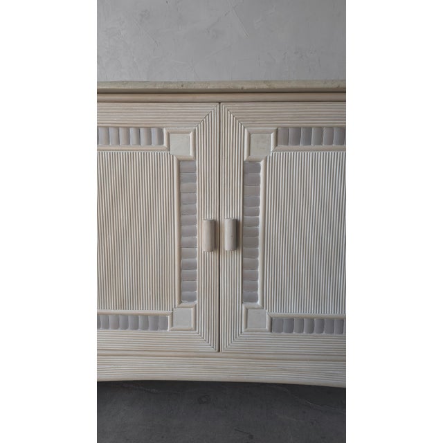 1980s Vintage Coastal Reeded Bamboo Buffet Cabinet For Sale - Image 5 of 10