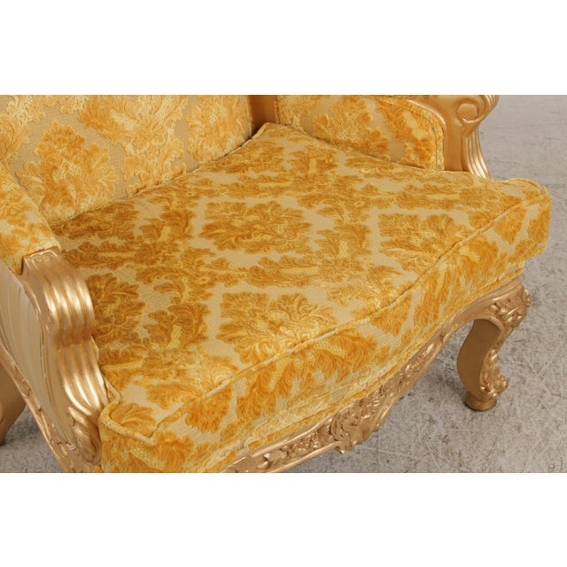 Pair of French Rococo Style Upholstered Armchairs For Sale - Image 14 of 18