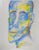 Late 20th century mixed media oil pastel abstract fauvist portrait painting. Unsigned. Unframed, age toning, small edge...