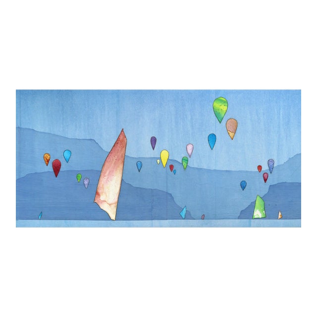 Beyond the Cerulean Skies - Large Original Minimalist Colorful Artwork Original Artwork by Peter Kuttner For Sale