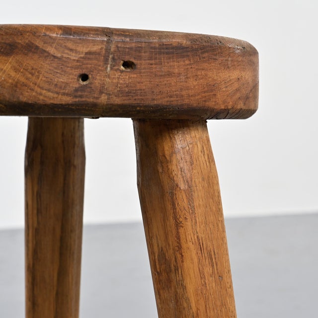 Wood Wooden Tripod Stool, 1950s For Sale - Image 7 of 11