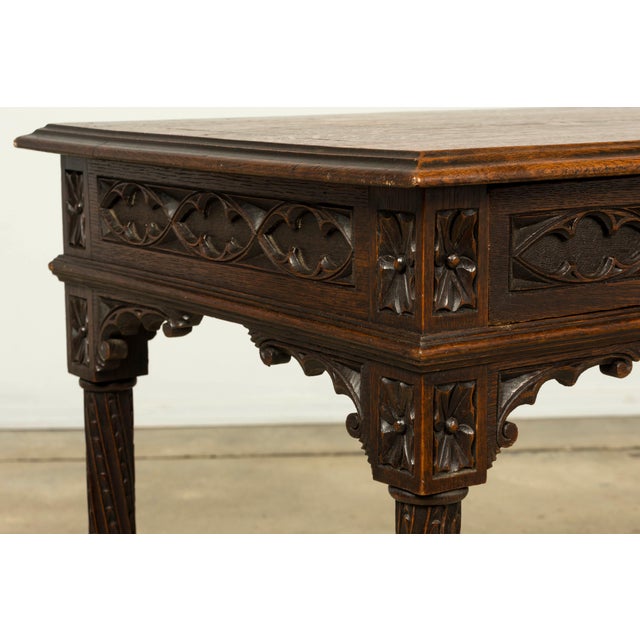 Late 19th Century French Gothic Revival Carved Oak Writing Desk For Sale - Image 16 of 18